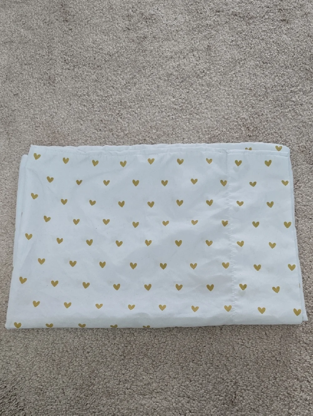 White Pillowcase with Gold Heart Print